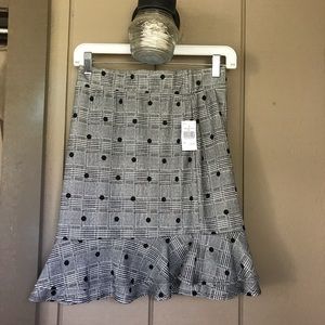 Grey Plaid Polkadot Stretch Frill Skirt